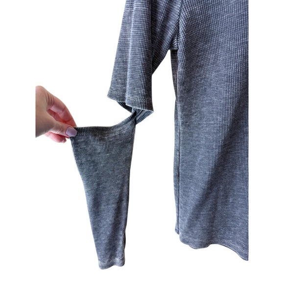 MICHAEL LAUREN 
Solomon Long Sleeve Tee Elbow Slits Charcoal Gray Thermal L - Picture 7 of 8